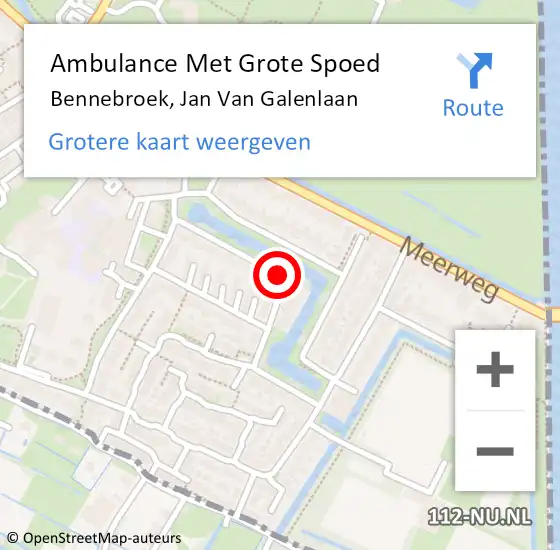 Locatie op kaart van de 112 melding: Ambulance Met Grote Spoed Naar Bennebroek, Jan Van Galenlaan op 2 september 2018 17:14