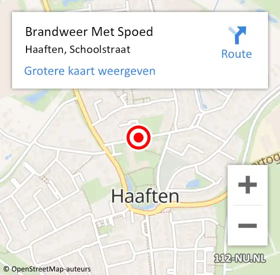 Locatie op kaart van de 112 melding: Brandweer Met Spoed Naar Haaften, Schoolstraat op 2 september 2018 17:31