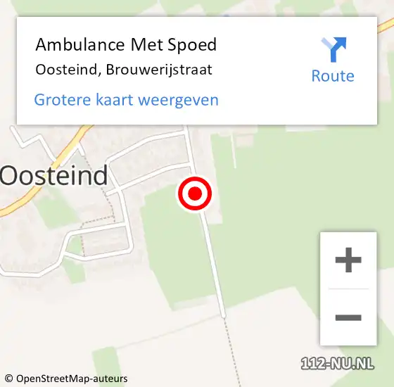 Locatie op kaart van de 112 melding: Ambulance Met Spoed Naar Oosteind, Brouwerijstraat op 2 september 2018 17:48
