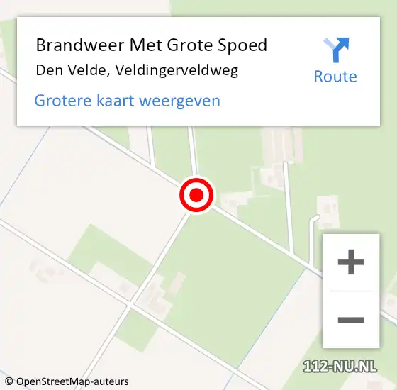 Locatie op kaart van de 112 melding: Brandweer Met Grote Spoed Naar Den Velde, Veldingerveldweg op 2 september 2018 18:27