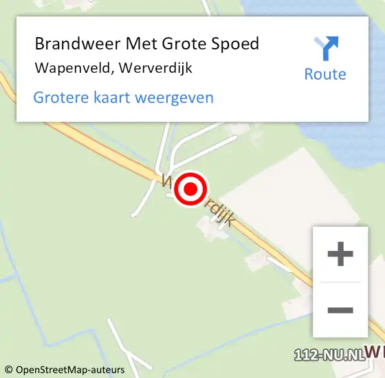 Locatie op kaart van de 112 melding: Brandweer Met Grote Spoed Naar Wapenveld, Werverdijk op 2 september 2018 18:42