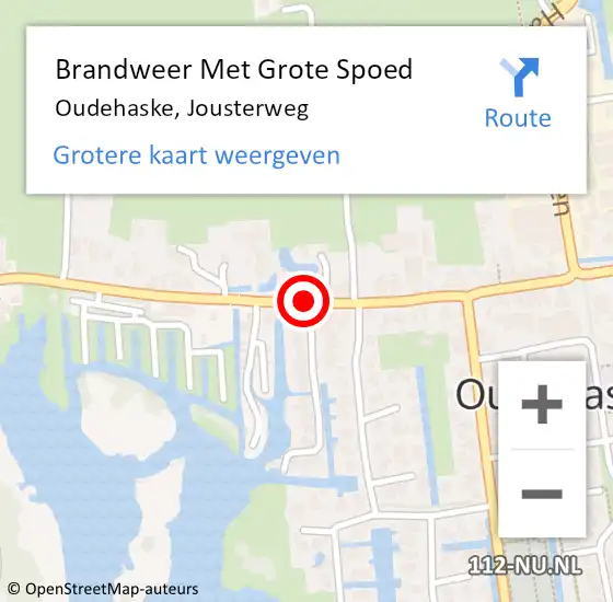 Locatie op kaart van de 112 melding: Brandweer Met Grote Spoed Naar Oudehaske, Jousterweg op 2 september 2018 19:02