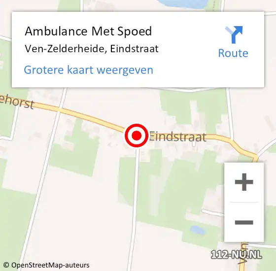 Locatie op kaart van de 112 melding: Ambulance Met Spoed Naar Ven-Zelderheide, Eindstraat op 2 september 2018 19:11