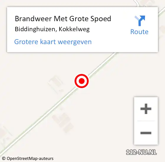 Locatie op kaart van de 112 melding: Brandweer Met Grote Spoed Naar Biddinghuizen, Kokkelweg op 2 september 2018 20:00