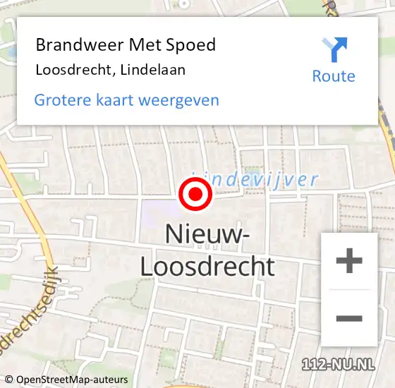 Locatie op kaart van de 112 melding: Brandweer Met Spoed Naar Loosdrecht, Lindelaan op 2 september 2018 21:20