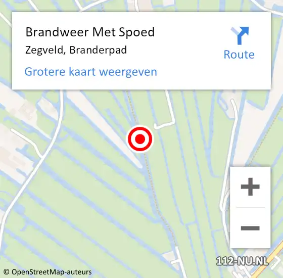 Locatie op kaart van de 112 melding: Brandweer Met Spoed Naar Zegveld, Branderpad op 2 september 2018 21:26