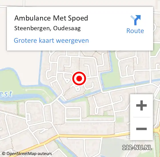 Locatie op kaart van de 112 melding: Ambulance Met Spoed Naar Steenbergen, Oudesaag op 2 september 2018 22:31