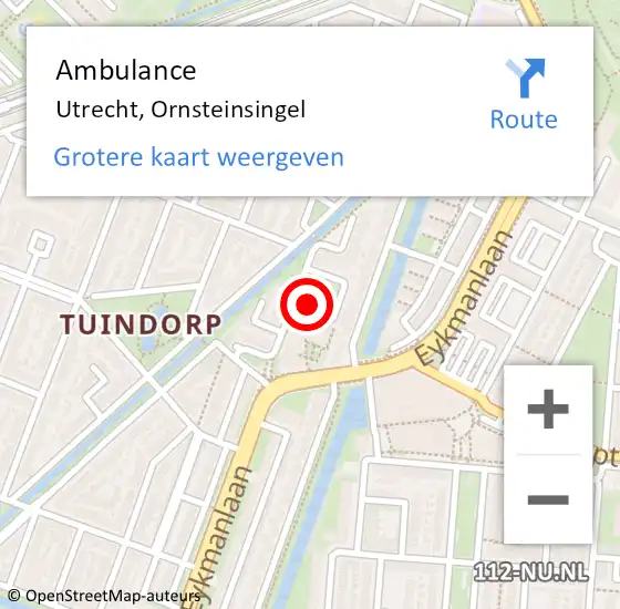 Locatie op kaart van de 112 melding: Ambulance Utrecht, Ornsteinsingel op 2 september 2018 23:01