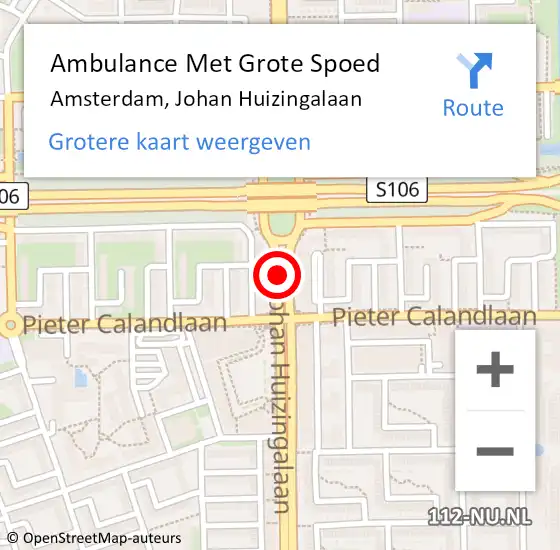 Locatie op kaart van de 112 melding: Ambulance Met Grote Spoed Naar Amsterdam, Johan Huizingalaan op 2 september 2018 23:51