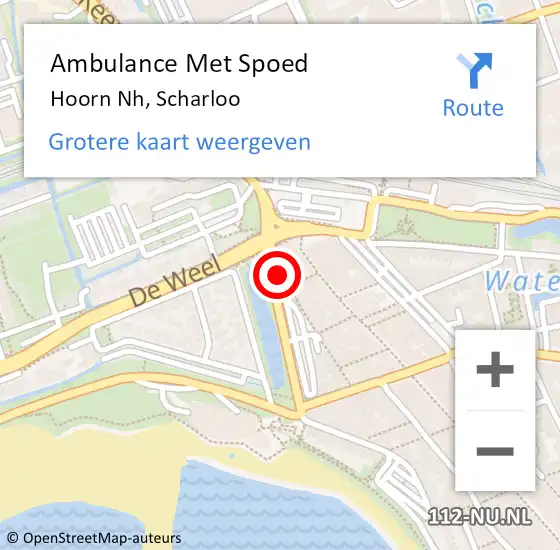 Locatie op kaart van de 112 melding: Ambulance Met Spoed Naar Hoorn Nh, Scharloo op 3 september 2018 01:07