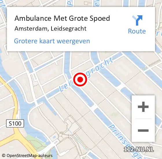 Locatie op kaart van de 112 melding: Ambulance Met Grote Spoed Naar Amsterdam, Leidsegracht op 3 september 2018 02:40