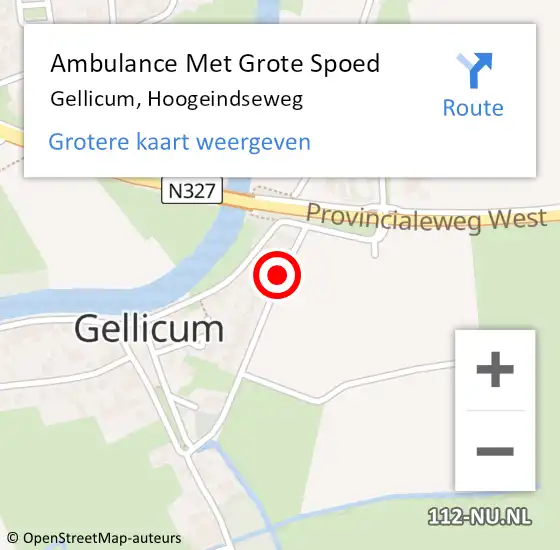 Locatie op kaart van de 112 melding: Ambulance Met Grote Spoed Naar Gellicum, Hoogeindseweg op 3 september 2018 03:54