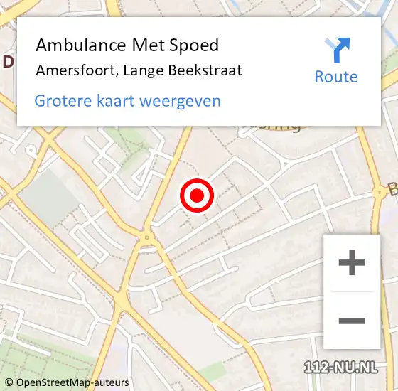 Locatie op kaart van de 112 melding: Ambulance Met Spoed Naar Amersfoort, Lange Beekstraat op 3 september 2018 07:50