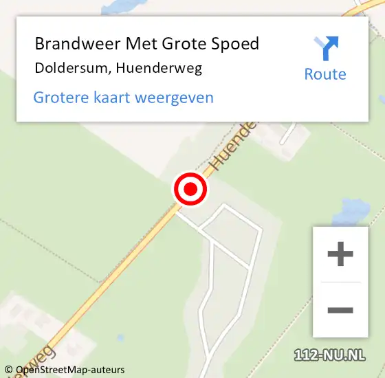 Locatie op kaart van de 112 melding: Brandweer Met Grote Spoed Naar Doldersum, Huenderweg op 3 september 2018 08:14