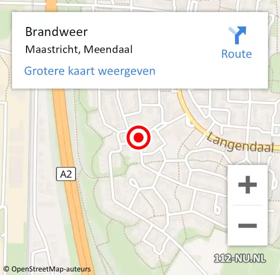 Locatie op kaart van de 112 melding: Brandweer Maastricht, Meendaal op 3 september 2018 08:27