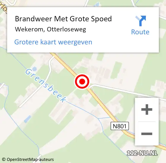 Locatie op kaart van de 112 melding: Brandweer Met Grote Spoed Naar Wekerom, Otterloseweg op 3 september 2018 08:34