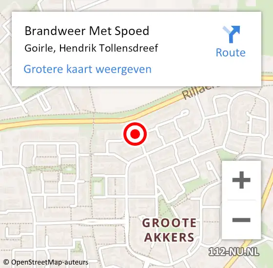 Locatie op kaart van de 112 melding: Brandweer Met Spoed Naar Goirle, Hendrik Tollensdreef op 3 september 2018 08:34