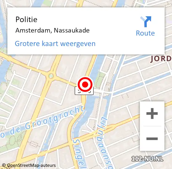 Locatie op kaart van de 112 melding: Politie Amsterdam, Nassaukade op 3 september 2018 09:00