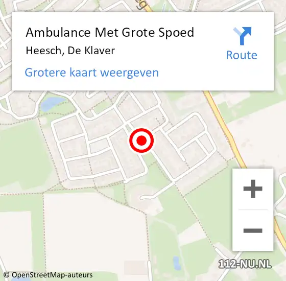 Locatie op kaart van de 112 melding: Ambulance Met Grote Spoed Naar Heesch, De Klaver op 3 september 2018 10:07