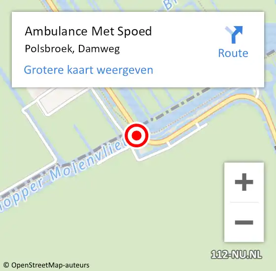 Locatie op kaart van de 112 melding: Ambulance Met Spoed Naar Polsbroek, Damweg op 3 september 2018 11:52