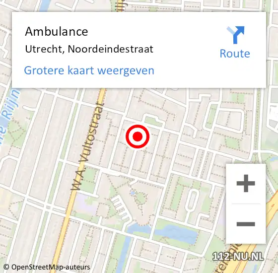 Locatie op kaart van de 112 melding: Ambulance Utrecht, Noordeindestraat op 3 september 2018 12:44