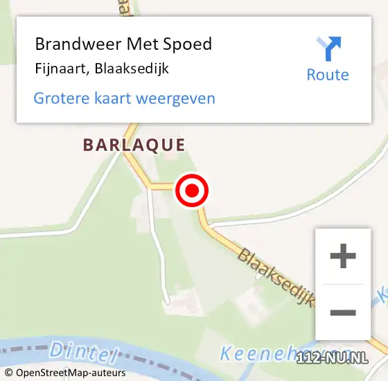 Locatie op kaart van de 112 melding: Brandweer Met Spoed Naar Fijnaart, Blaaksedijk op 3 september 2018 13:36