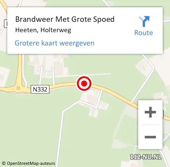 Locatie op kaart van de 112 melding: Brandweer Met Grote Spoed Naar Heeten, Holterweg op 3 september 2018 13:38