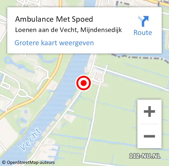 Locatie op kaart van de 112 melding: Ambulance Met Spoed Naar Loenen aan de Vecht, Mijndensedijk op 3 september 2018 13:59