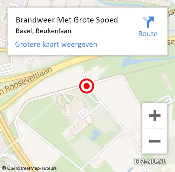 Locatie op kaart van de 112 melding: Brandweer Met Grote Spoed Naar Bavel, Beukenlaan op 3 september 2018 14:01