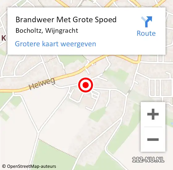 Locatie op kaart van de 112 melding: Brandweer Met Grote Spoed Naar Bocholtz, Wijngracht op 3 september 2018 14:09