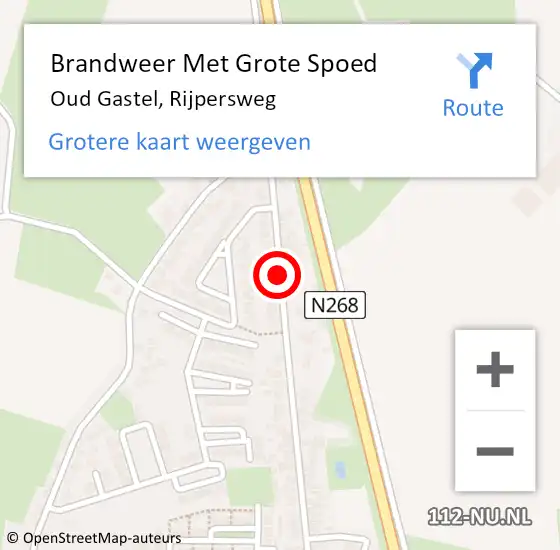 Locatie op kaart van de 112 melding: Brandweer Met Grote Spoed Naar Oud Gastel, Rijpersweg op 3 september 2018 14:14