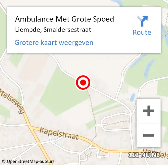 Locatie op kaart van de 112 melding: Ambulance Met Grote Spoed Naar Liempde, Smaldersestraat op 3 september 2018 15:51