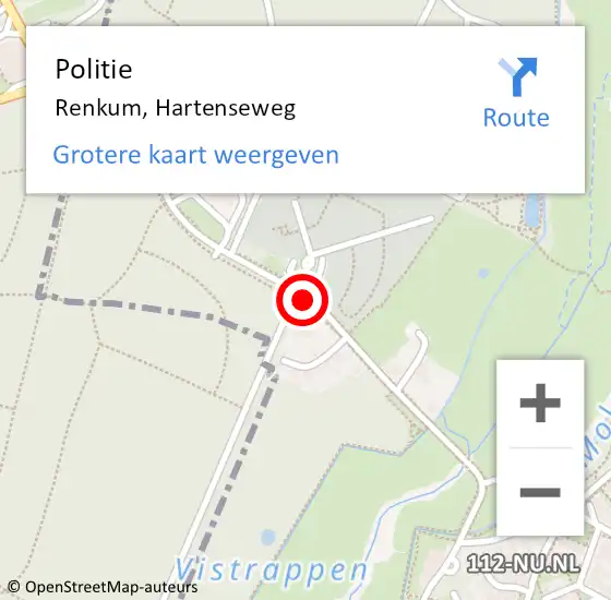 Locatie op kaart van de 112 melding: Politie Renkum, Hartenseweg op 3 september 2018 17:14