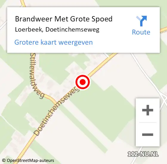 Locatie op kaart van de 112 melding: Brandweer Met Grote Spoed Naar Loerbeek, Doetinchemseweg op 3 september 2018 17:40