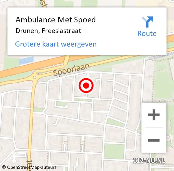 Locatie op kaart van de 112 melding: Ambulance Met Spoed Naar Drunen, Freesiastraat op 3 september 2018 17:42
