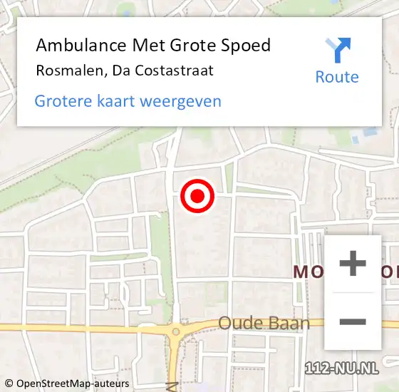 Locatie op kaart van de 112 melding: Ambulance Met Grote Spoed Naar Rosmalen, Da Costastraat op 3 september 2018 18:42