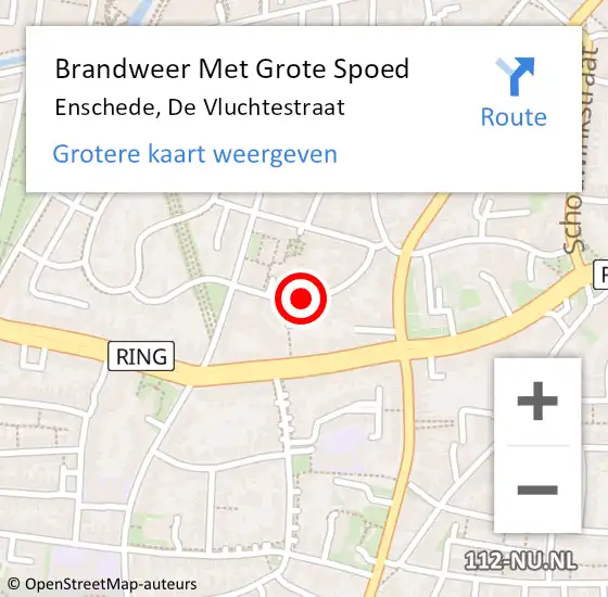 Locatie op kaart van de 112 melding: Brandweer Met Grote Spoed Naar Enschede, De Vluchtestraat op 3 september 2018 18:51