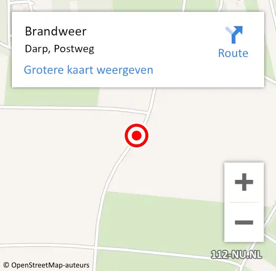 Locatie op kaart van de 112 melding: Brandweer Darp, Postweg op 3 september 2018 18:52