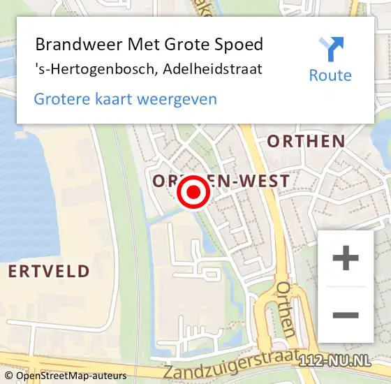 Locatie op kaart van de 112 melding: Brandweer Met Grote Spoed Naar 's-Hertogenbosch, Adelheidstraat op 3 september 2018 19:48