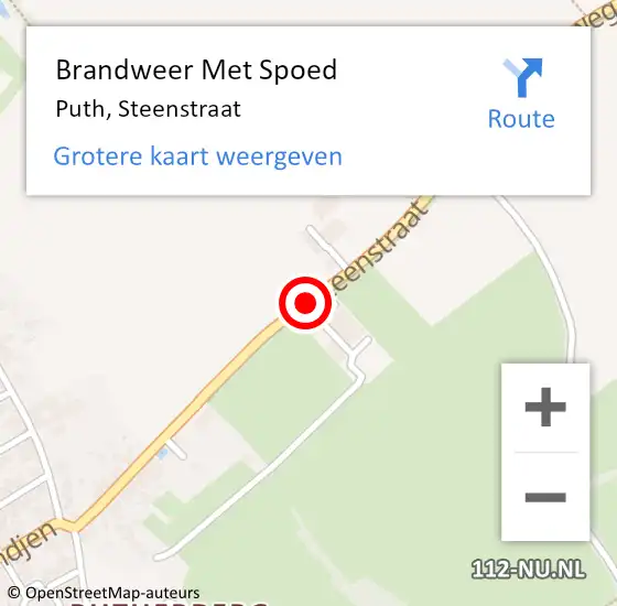 Locatie op kaart van de 112 melding: Brandweer Met Spoed Naar Puth, Steenstraat op 3 september 2018 20:42