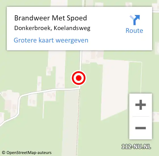 Locatie op kaart van de 112 melding: Brandweer Met Spoed Naar Donkerbroek, Koelandsweg op 3 september 2018 20:51