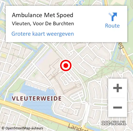 Locatie op kaart van de 112 melding: Ambulance Met Spoed Naar Vleuten, Voor De Burchten op 3 september 2018 21:18