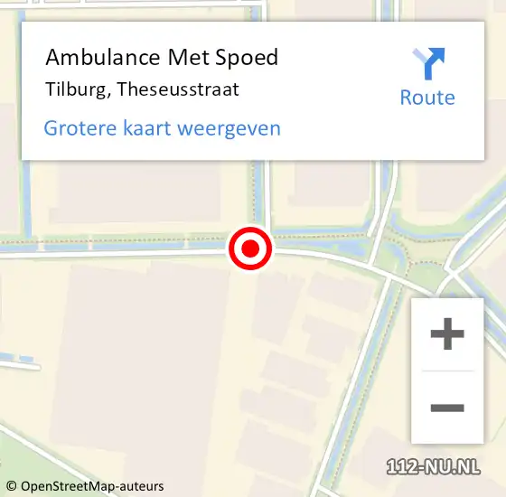 Locatie op kaart van de 112 melding: Ambulance Met Spoed Naar Tilburg, Theseusstraat op 3 september 2018 21:53
