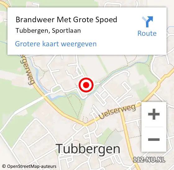 Locatie op kaart van de 112 melding: Brandweer Met Grote Spoed Naar Tubbergen, Sportlaan op 4 september 2018 00:21