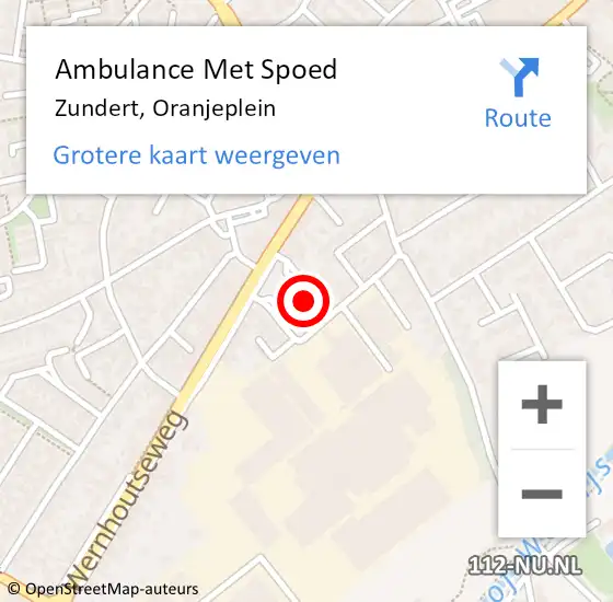 Locatie op kaart van de 112 melding: Ambulance Met Spoed Naar Zundert, Oranjeplein op 4 september 2018 01:07