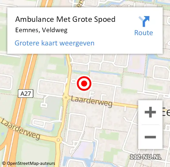 Locatie op kaart van de 112 melding: Ambulance Met Grote Spoed Naar Eemnes, Veldweg op 4 september 2018 02:38