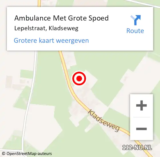 Locatie op kaart van de 112 melding: Ambulance Met Grote Spoed Naar Lepelstraat, Kladseweg op 4 september 2018 07:29