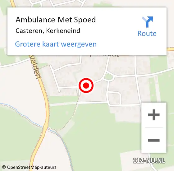 Locatie op kaart van de 112 melding: Ambulance Met Spoed Naar Casteren, Kerkeneind op 4 september 2018 07:35