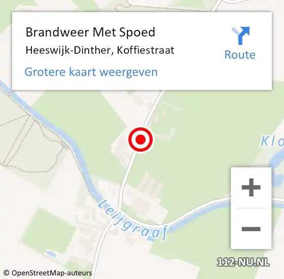 Locatie op kaart van de 112 melding: Brandweer Met Spoed Naar Heeswijk-Dinther, Koffiestraat op 4 september 2018 07:40