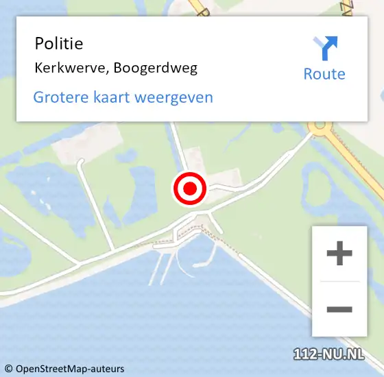 Locatie op kaart van de 112 melding: Politie Kerkwerve, Boogerdweg op 4 september 2018 08:47